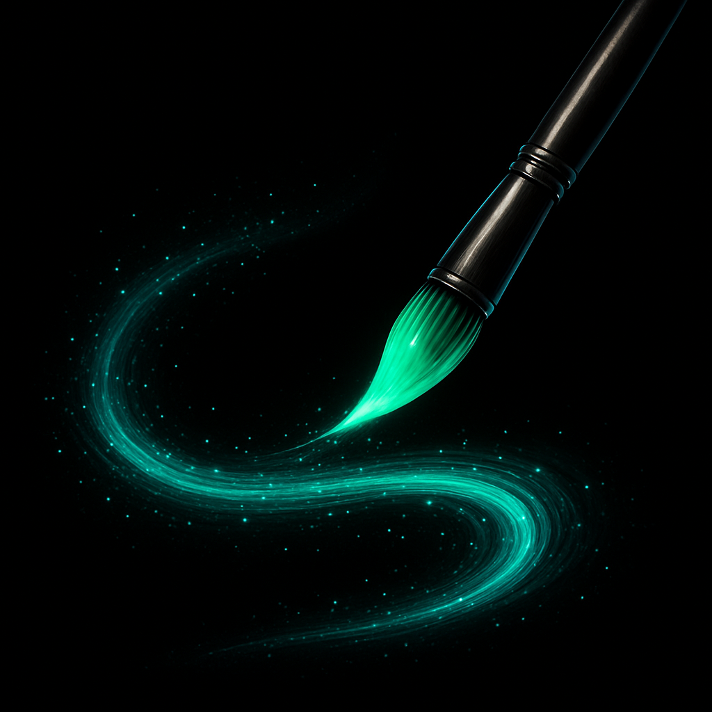 Glowing paint brush leaving a light trail